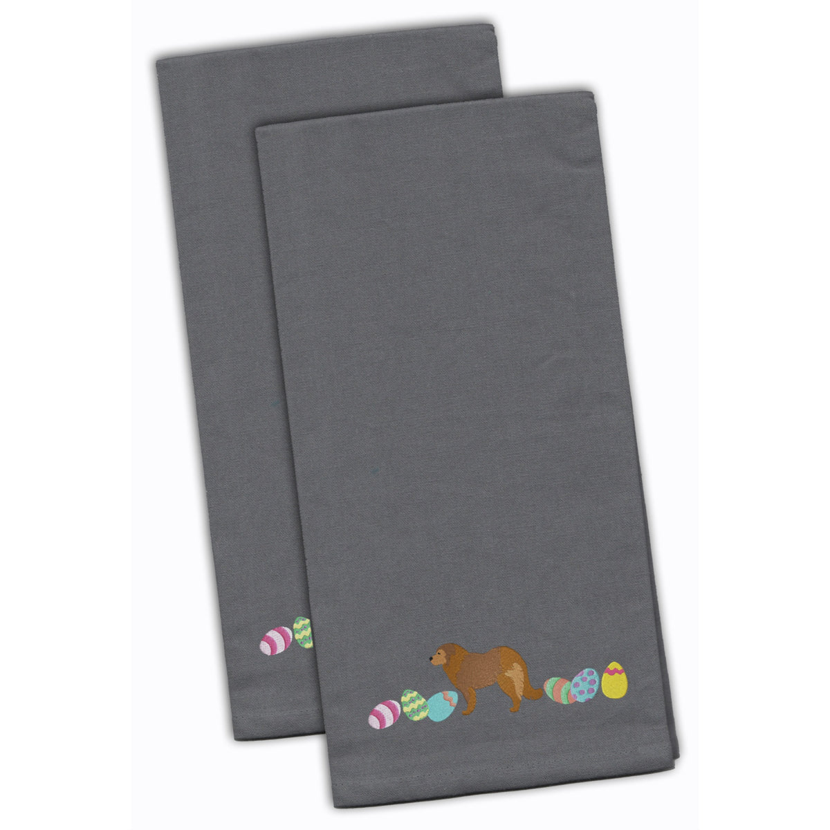 CarolineS Treasures Ck1621Gytwe Brown Caucasian Shepherd Easter Gray Embroidered Kitchen Towel Set Of 2