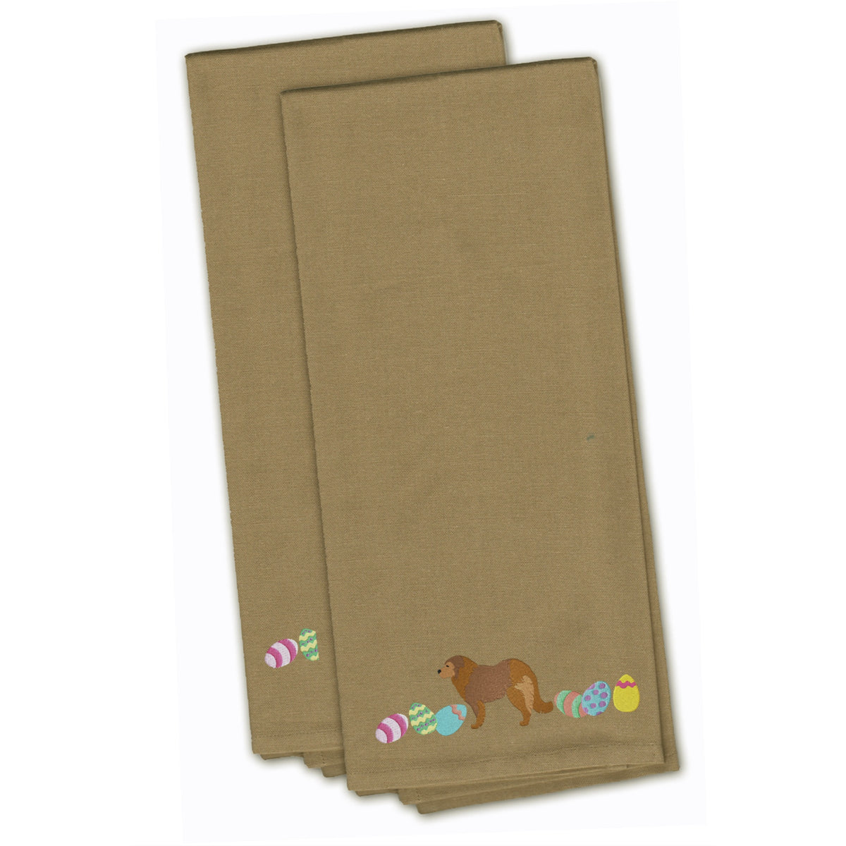 CarolineS Treasures Ck1621Tntwe Brown Caucasian Shepherd Easter Tan Embroidered Kitchen Towel Set Of 2