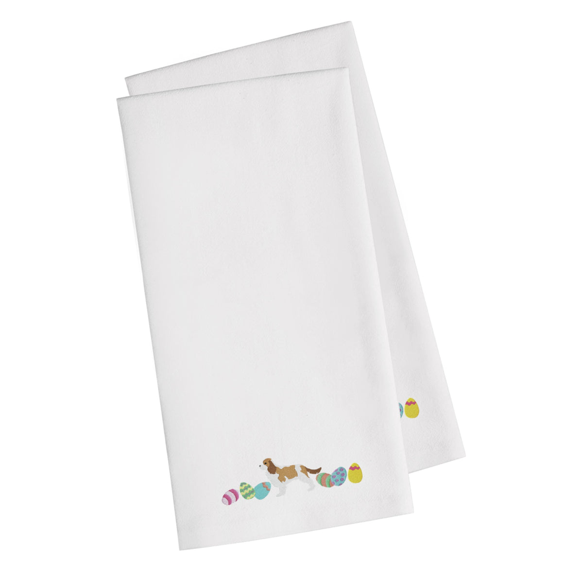 CarolineS Treasures Ck1622Whtwe Cavalier Spaniel Easter White Embroidered Kitchen Towel Set Of 2
