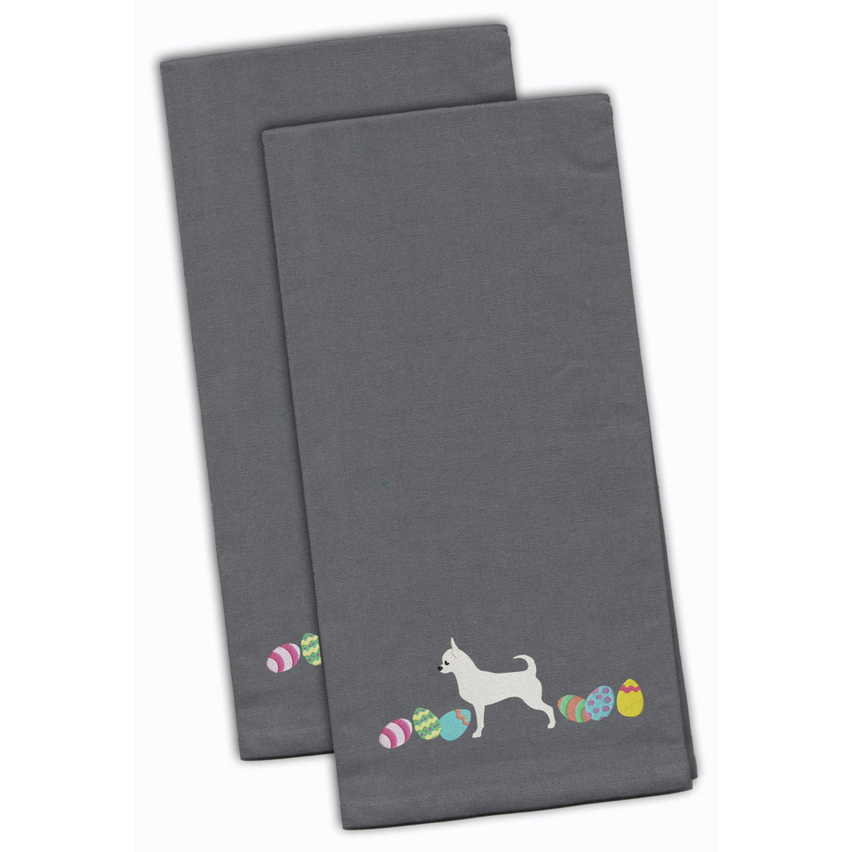 CarolineS Treasures Ck1624Gytwe Chihuahua Easter Gray Embroidered Kitchen Towel Set Of 2