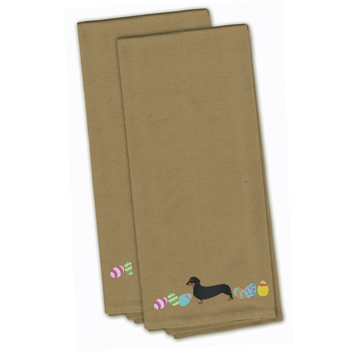 CarolineS Treasures Ck1631Tntwe Dachshund Easter Tan Embroidered Kitchen Towel Set Of 2