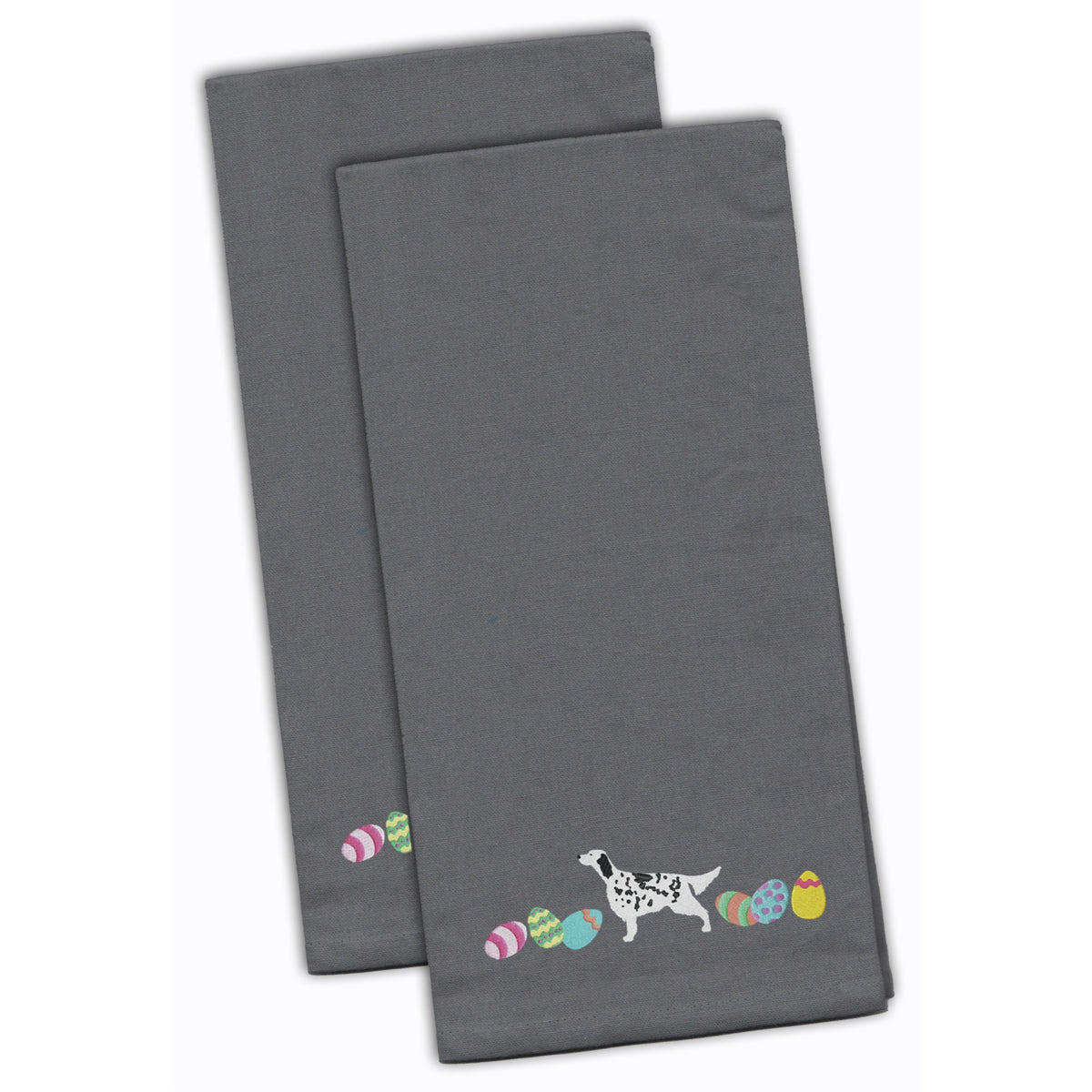 CarolineS Treasures Ck1640Gytwe English Setter Easter Gray Embroidered Kitchen Towel Set Of 2