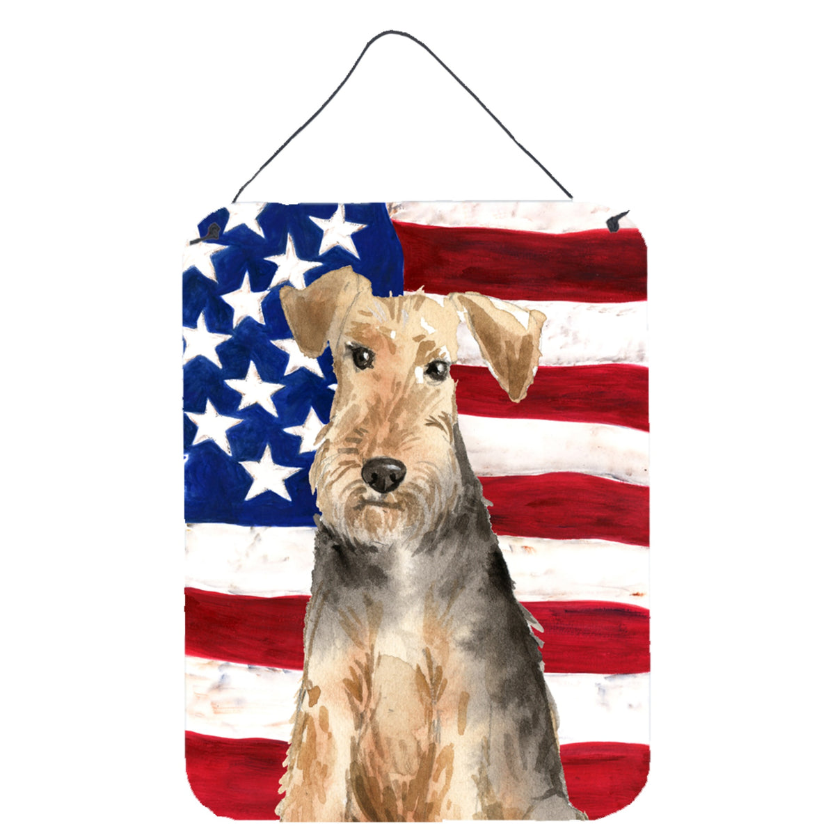 CarolineS Treasures Patriotic Usa Welsh Terrier Door Hanging Prints Walldecor, Multicolor