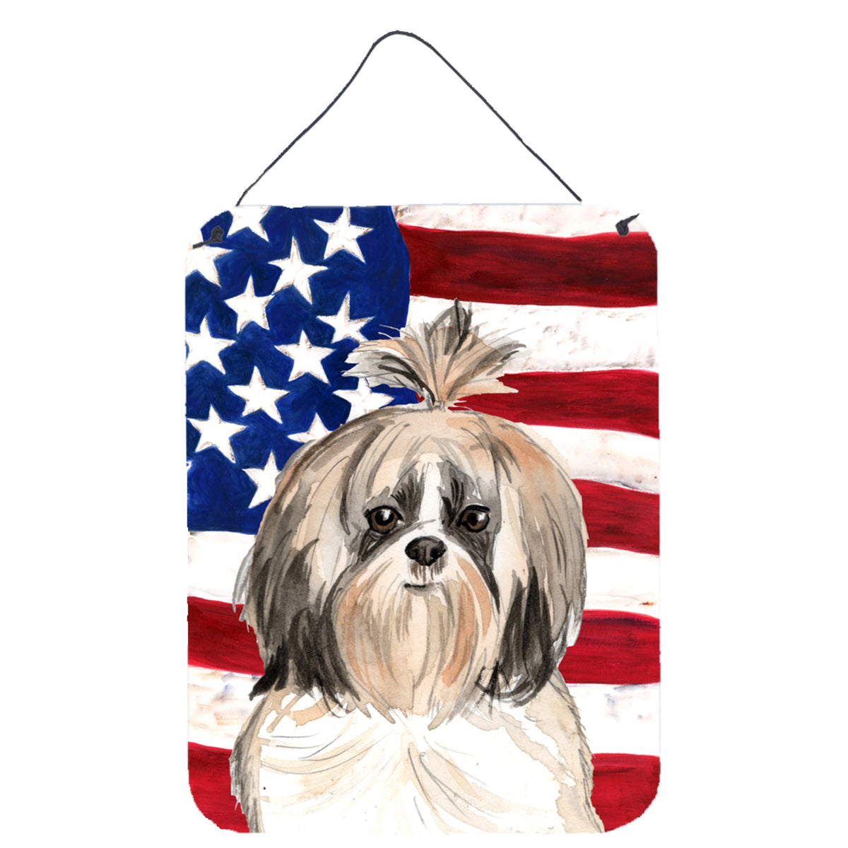 CarolineS Treasures Patriotic Usa Shih Tzu Door Hanging Prints Walldecor, Multicolor