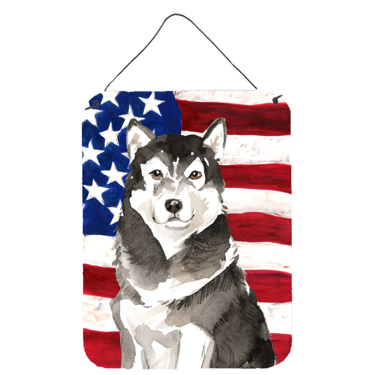 CarolineS Treasures Patriotic Usa Alaskan Malamute Door Hanging Prints Walldecor, Multicolor