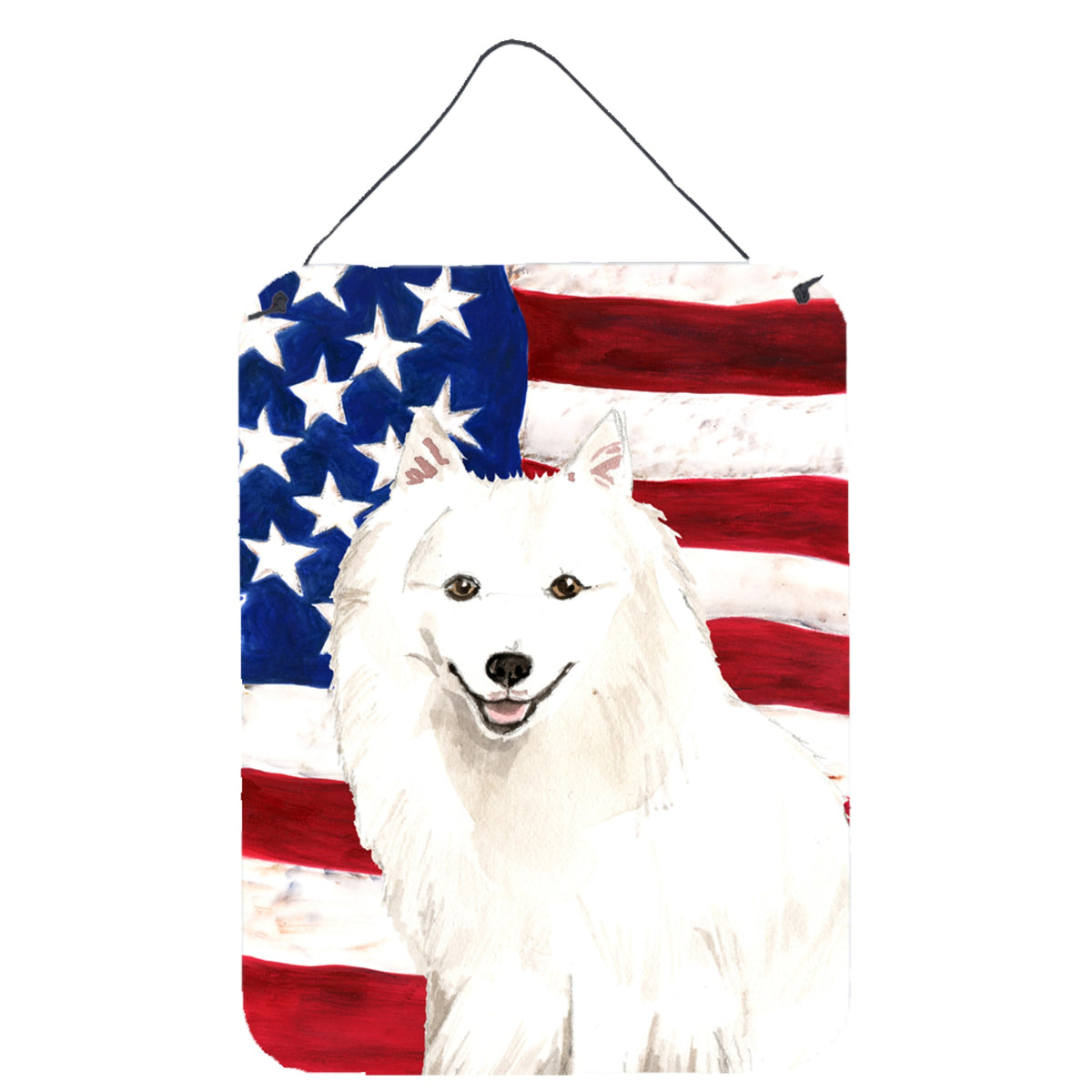 CarolineS Treasures Patriotic Usa Japanese Spitz Door Hanging Prints Walldecor, Multicolor