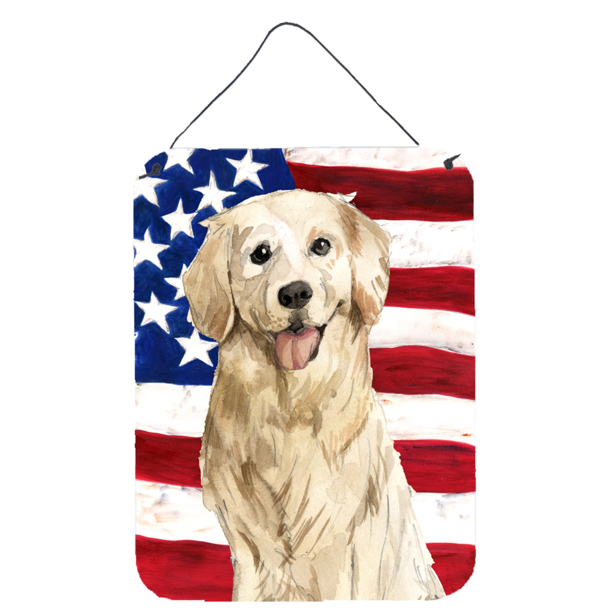 CarolineS Treasures Patriotic Usa Golden Retriever Door Hanging Prints Walldecor, Multicolor