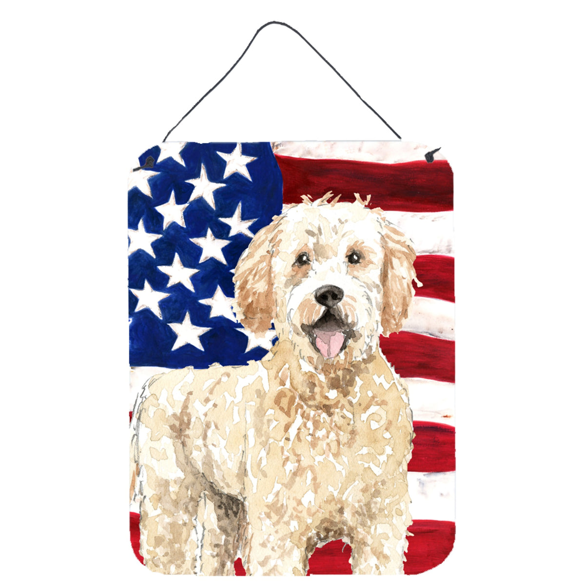 CarolineS Treasures Patriotic Usa Goldendoodle Door Hanging Prints Walldecor, Multicolor