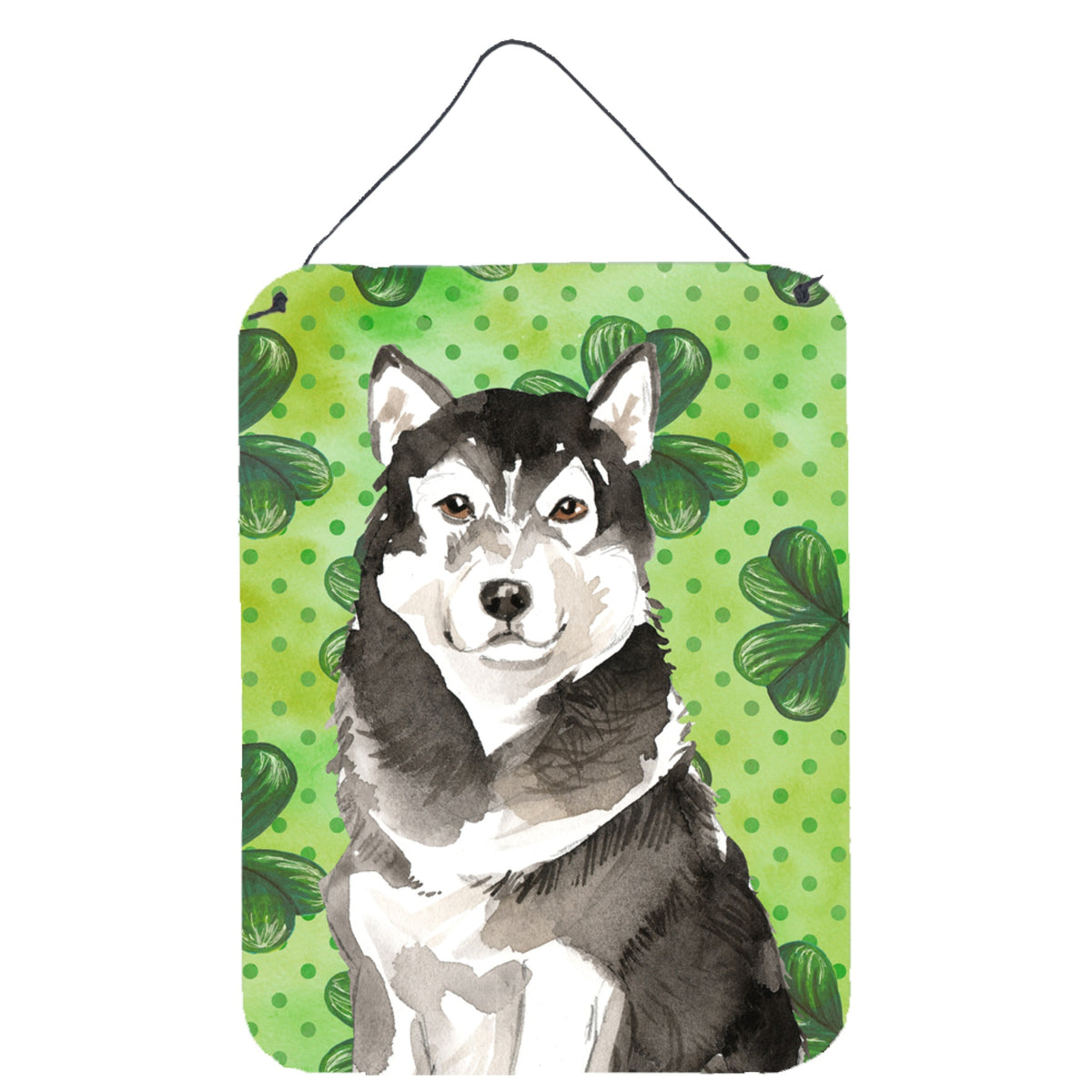 CarolineS Treasures Shamrocks Alaskan Malamute Door Hanging Prints Walldecor, Multicolor