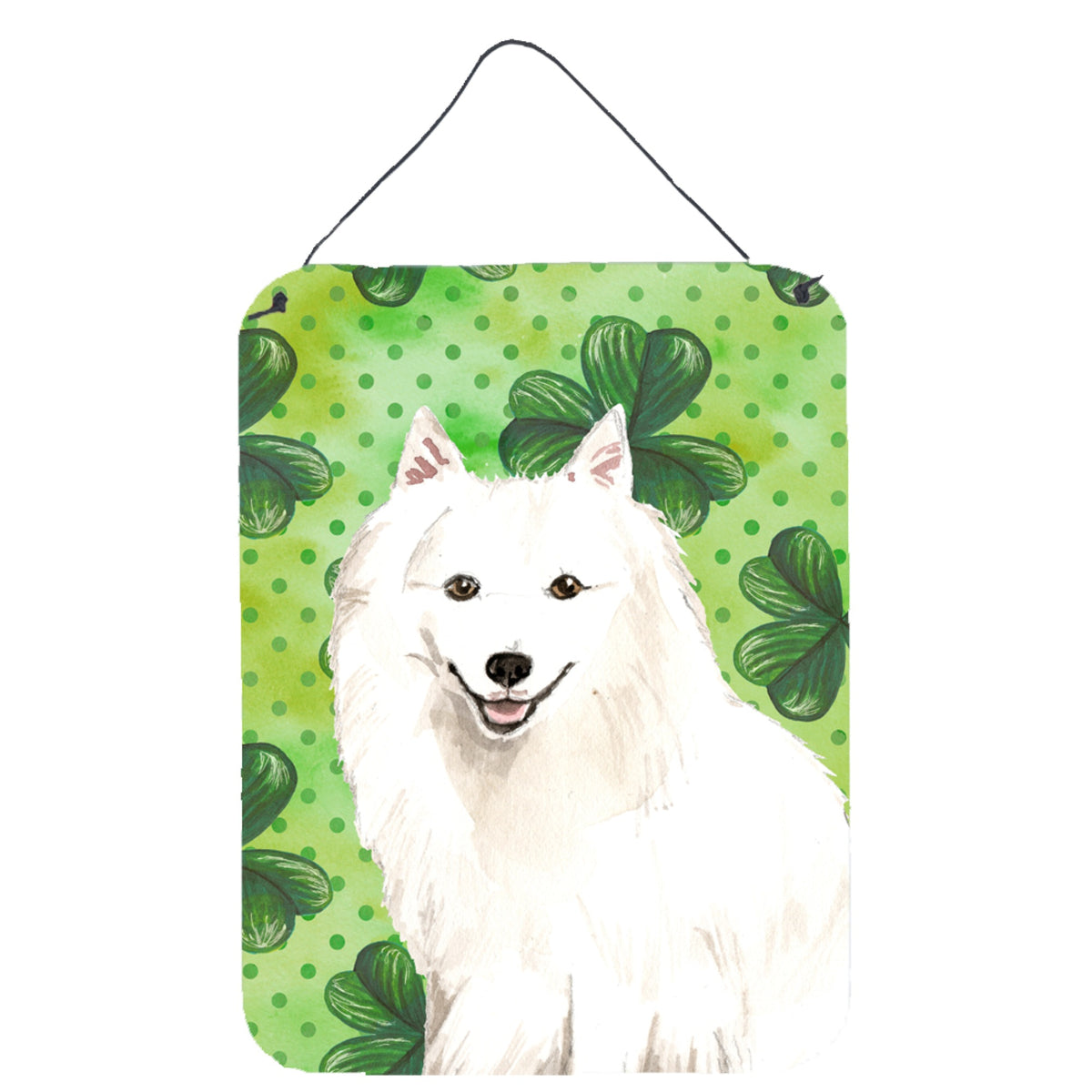 CarolineS Treasures Shamrocks Japanese Spitz Door Hanging Prints Walldecor, Multicolor