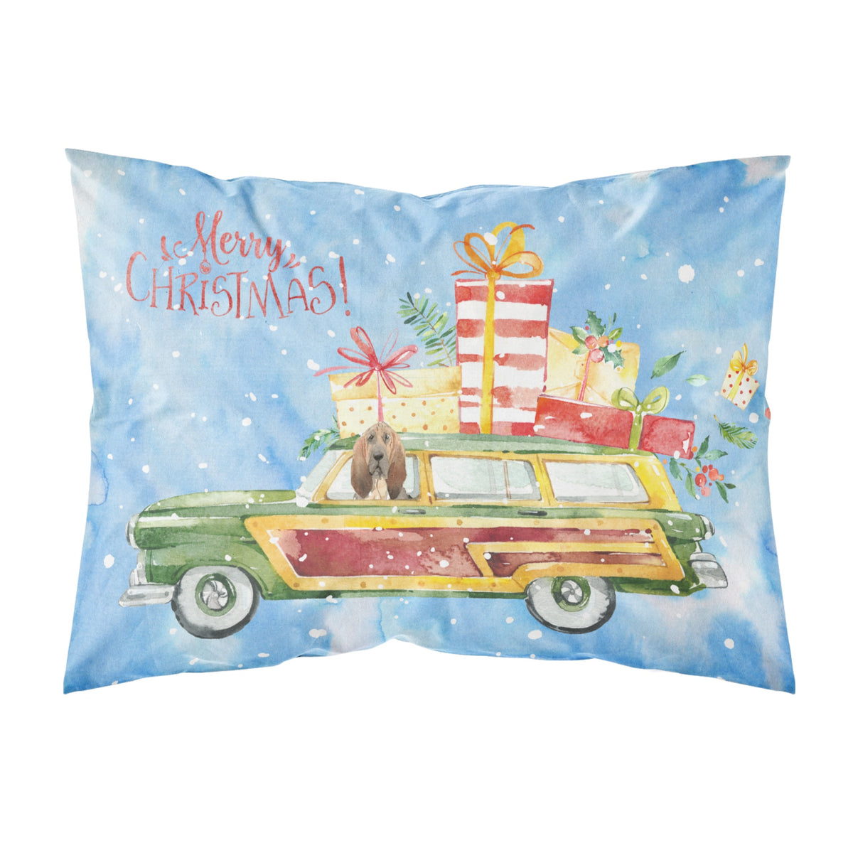 Merry Christmas Bloodhound Fabric Standard Pillowcase