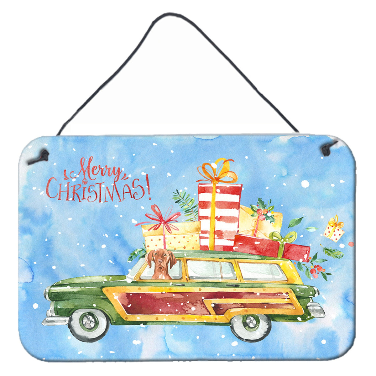 CarolineS Treasures Merry Christmas Vizsla Door Hanging Prints Walldecor, Multicolor