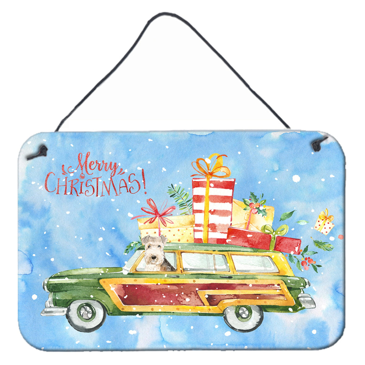 CarolineS Treasures Merry Christmas Lakeland Terrier Door Hanging Prints Walldecor, Multicolor