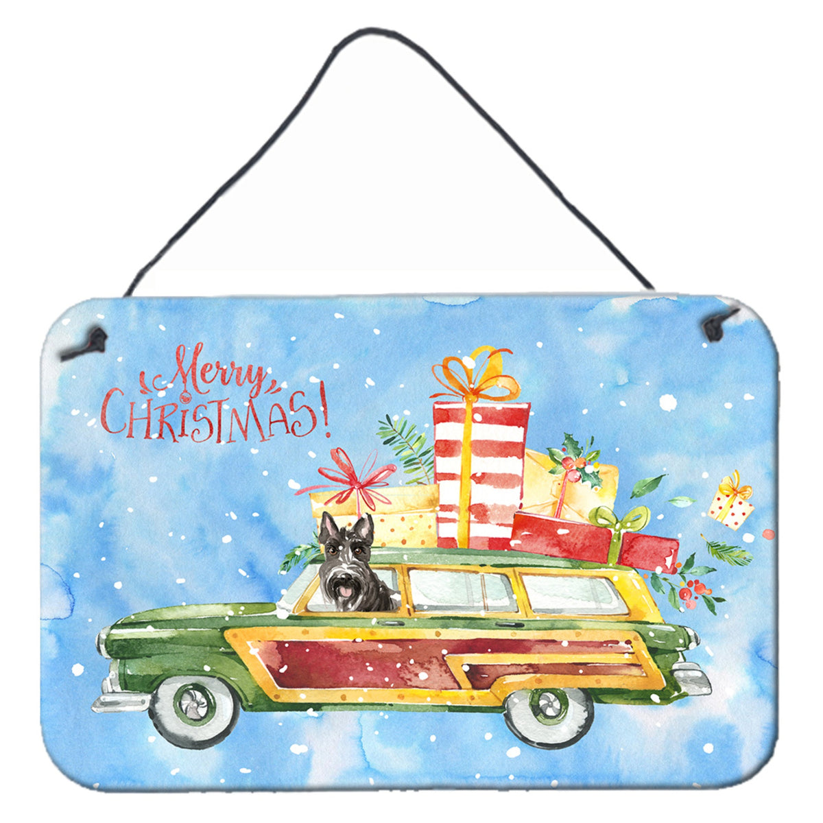 CarolineS Treasures Merry Christmas Scottish Terrier Door Hanging Prints Walldecor, Multicolor