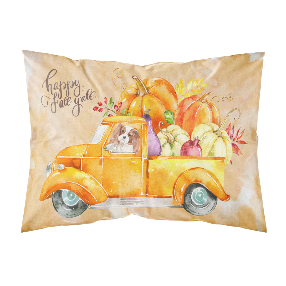 Fall Harvest Blenheim Cavalier Spaniel Fabric Standard Pillowcase