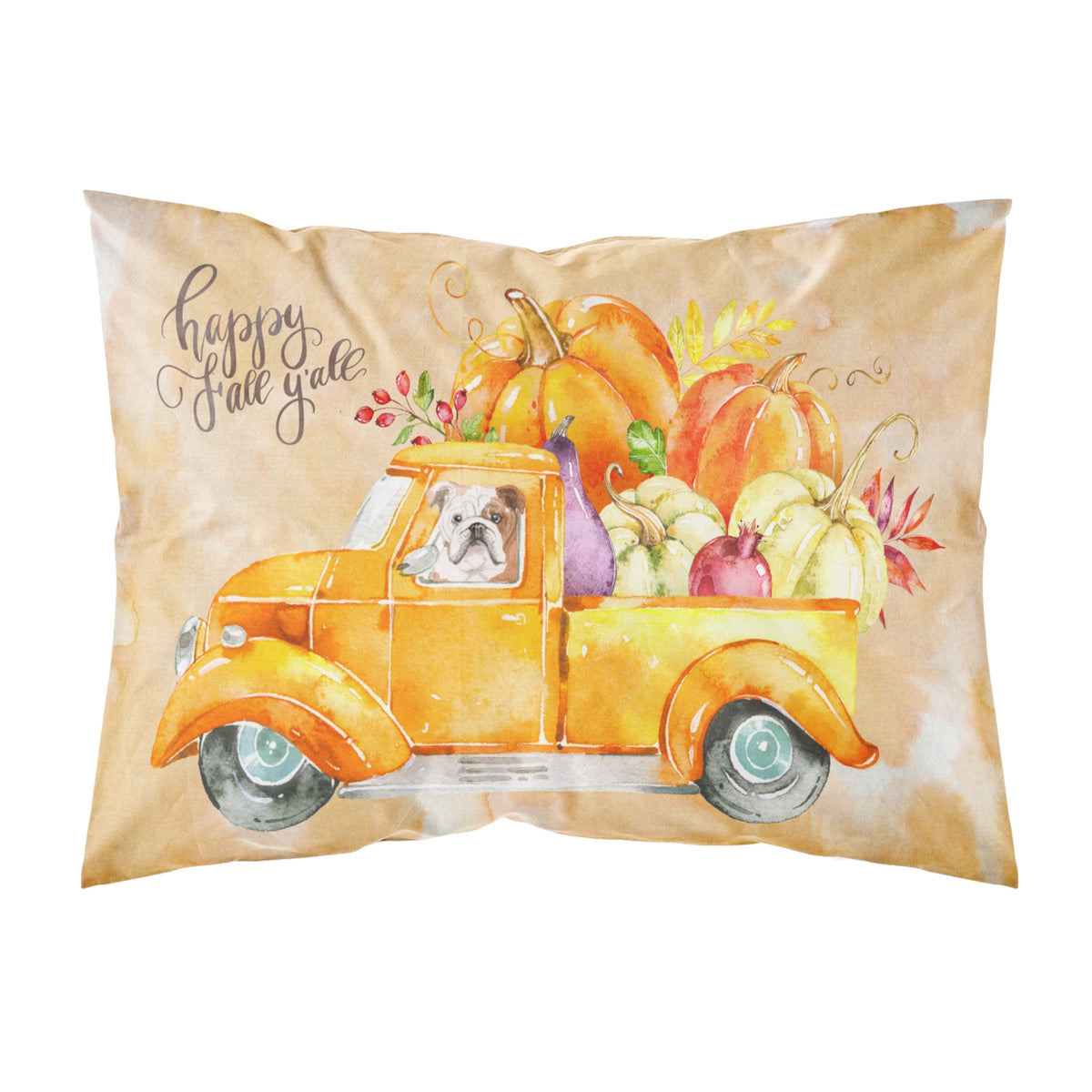 Fall Harvest English Bulldog Fabric Standard Pillowcase