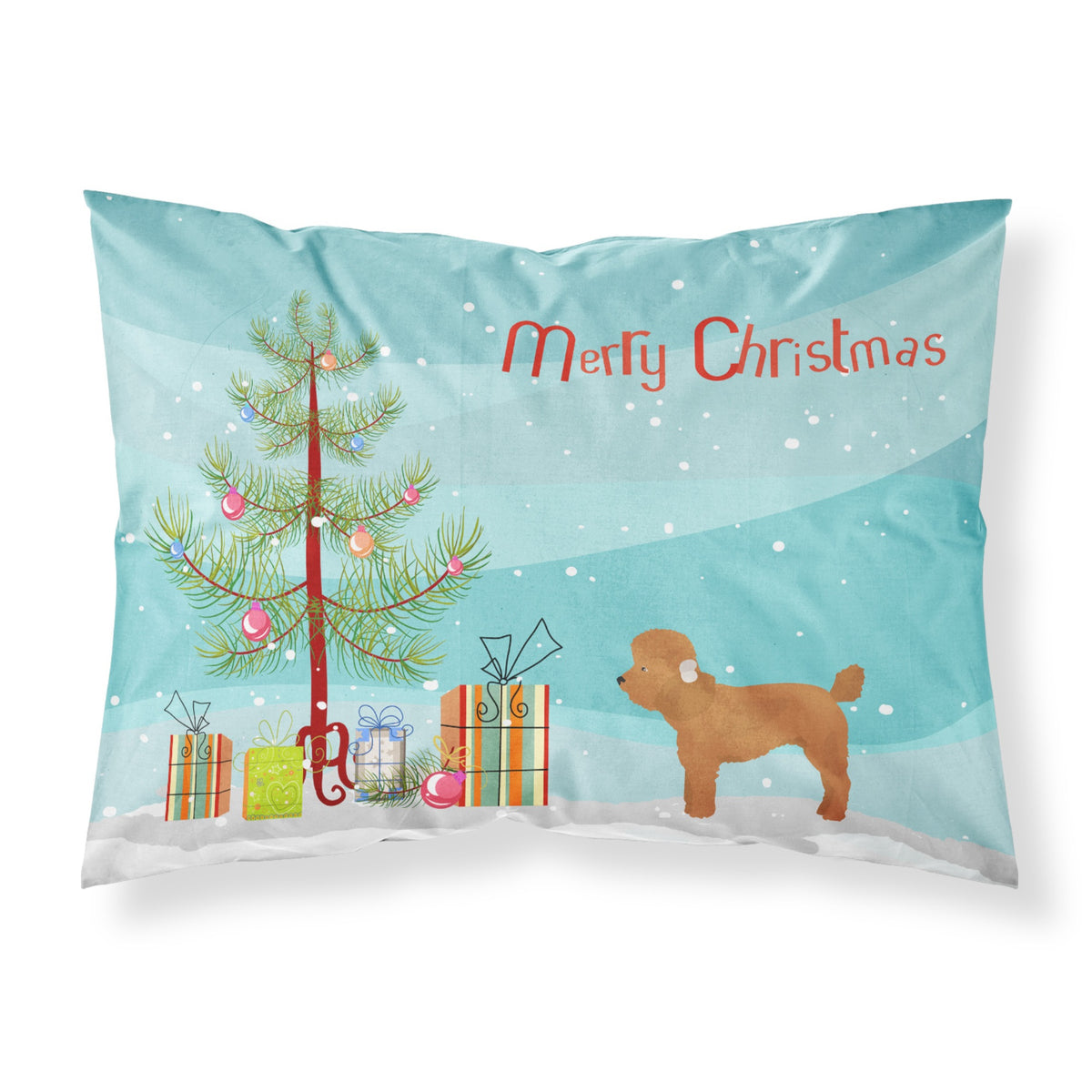 'Caroline'S Treasures Toy Poodle Christmas Tree Fabric Standard Pillowcases, Multicolor'