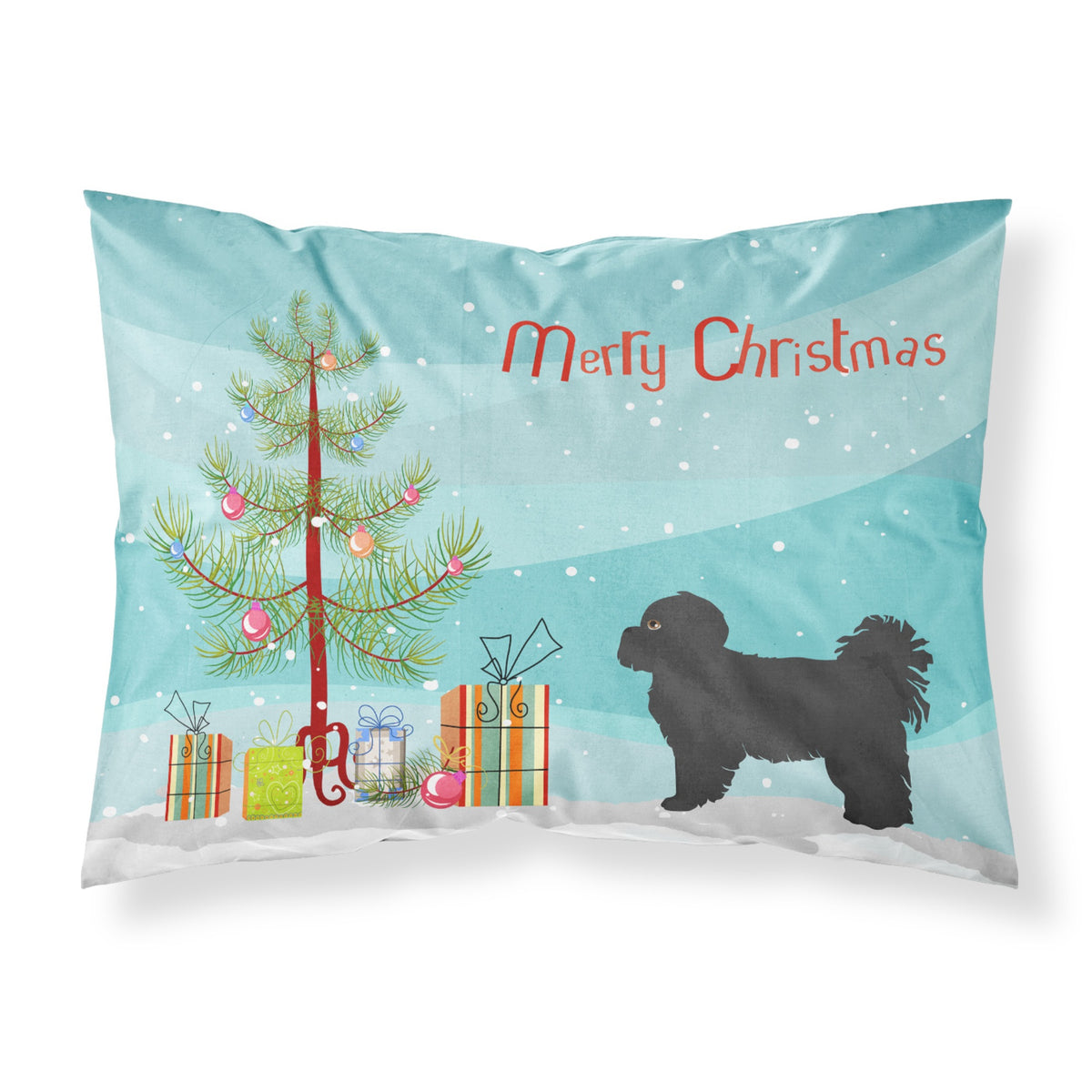 'Caroline'S Treasures Black Pekeapoo Christmas Tree Fabric Standard Pillowcases, Multicolor'
