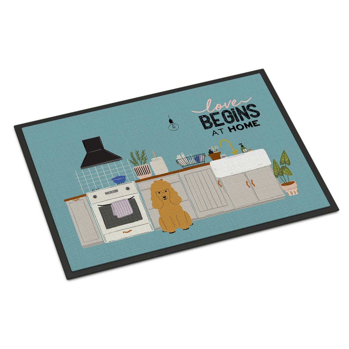Tan Poodle Kitchen Scene Indoor Or Outdoor Mat 24X36 Ck7773Jmat