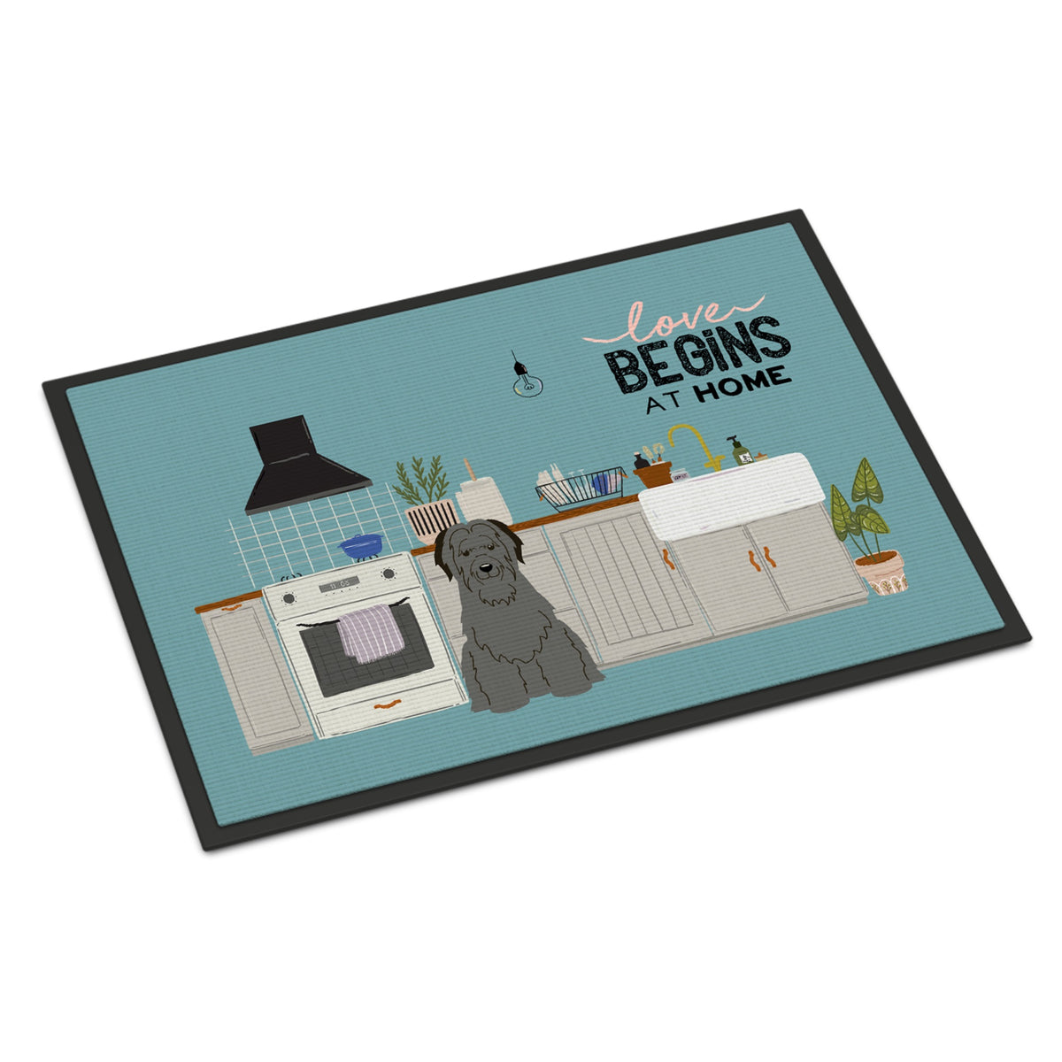Black Briard Kitchen Scene Indoor Or Outdoor Mat 24X36 Ck7785Jmat