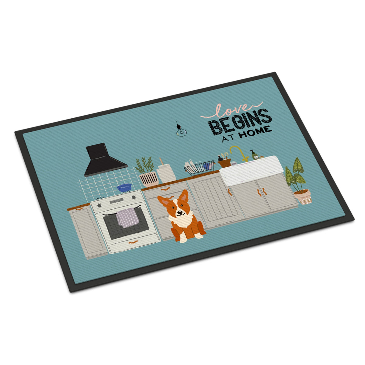 Corgi Kitchen Scene Indoor Or Outdoor Mat 24X36 Ck7804Jmat
