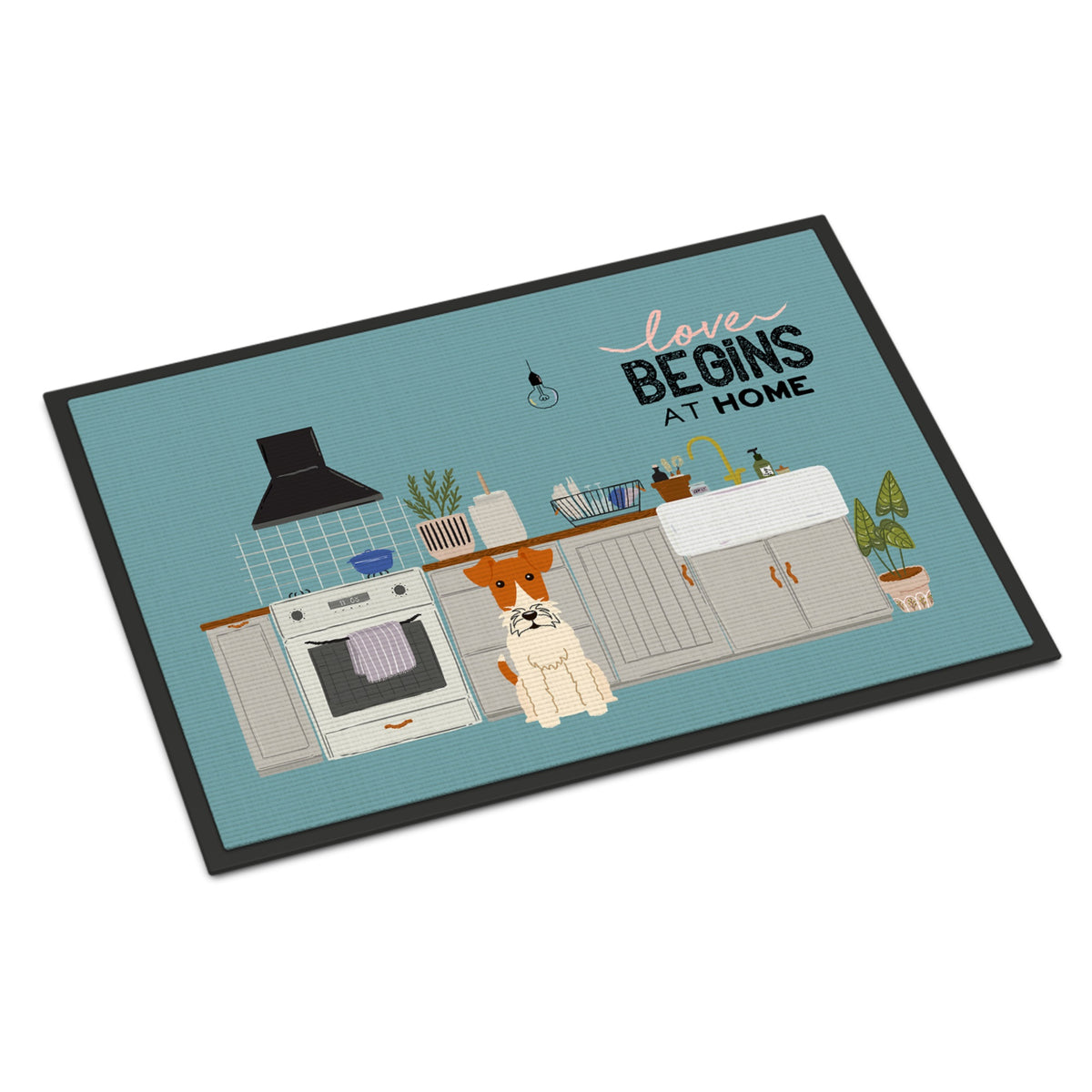 Wire Fox Terrier Kitchen Scene Indoor Or Outdoor Mat 24X36 Ck7805Jmat