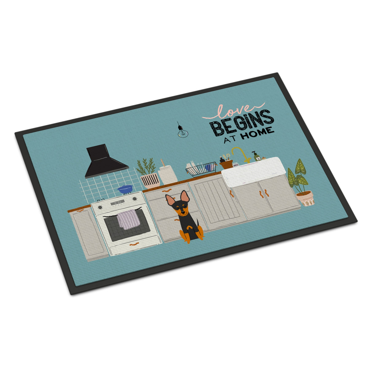 English Toy Terrier Kitchen Scene Indoor Or Outdoor Mat 24X36 Ck7813Jmat