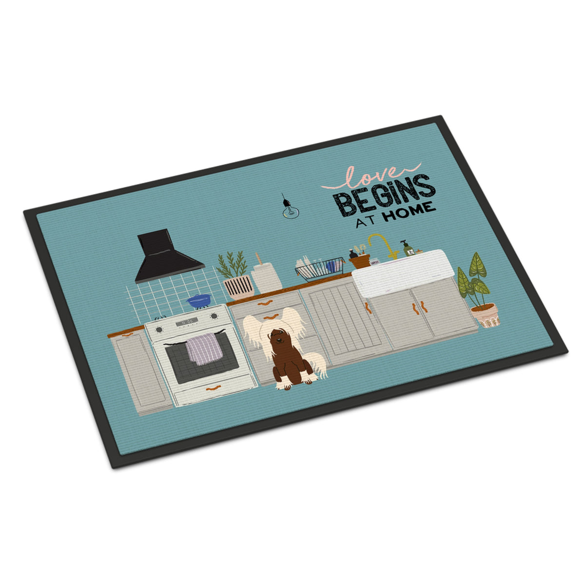 Cream Chinese Crested Kitchen Scene Indoor Or Outdoor Mat 24X36 Ck7817Jmat