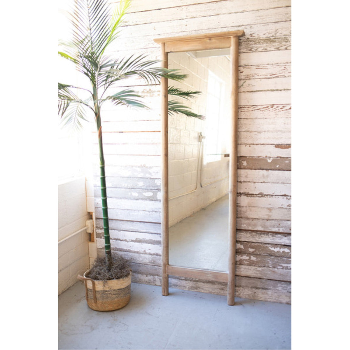 Tall Wood Framed Floor Mirror