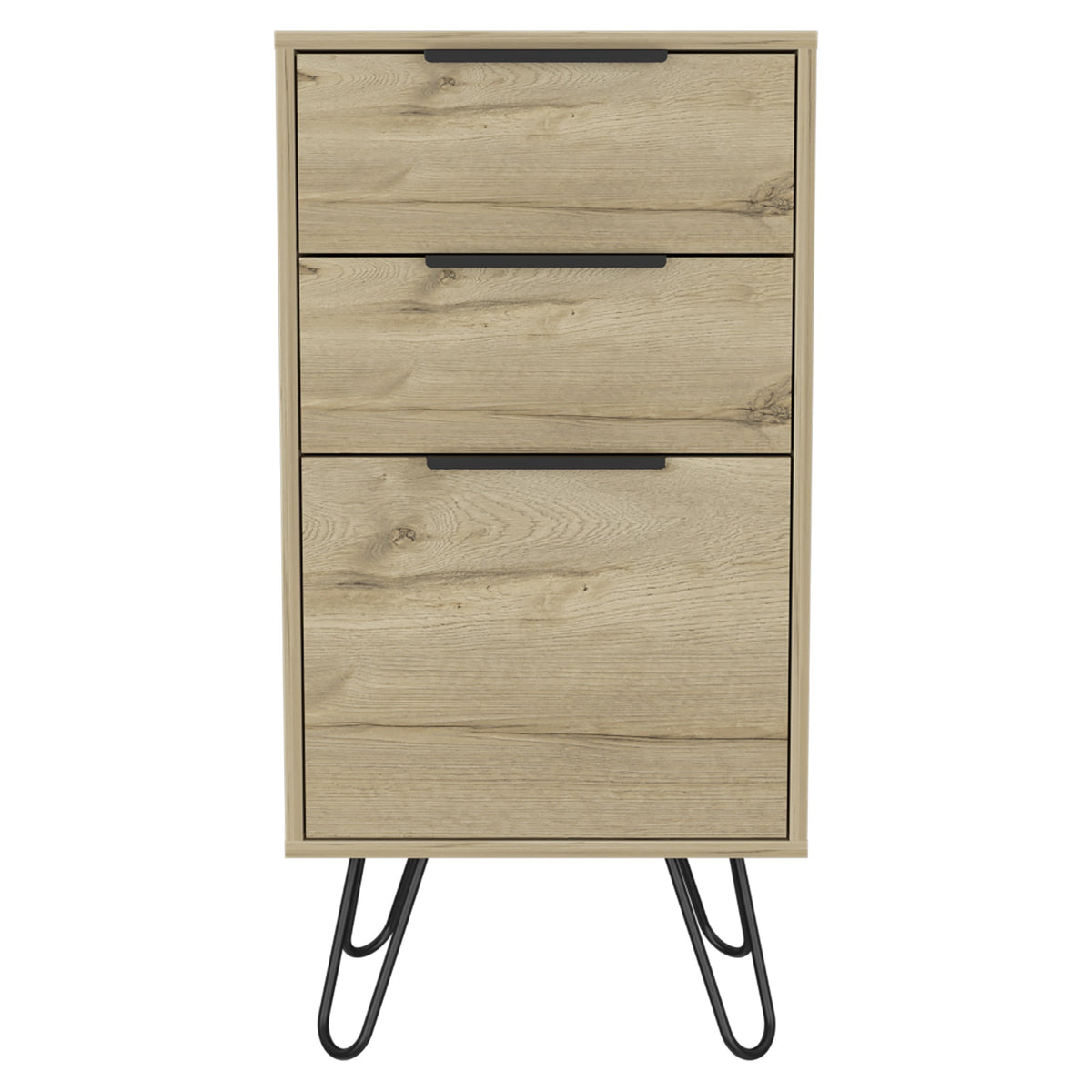 Tuhome Augusta Light Dresser, Four Steel Legs Countertop,Three Drawerslight Oak, For Bedroom