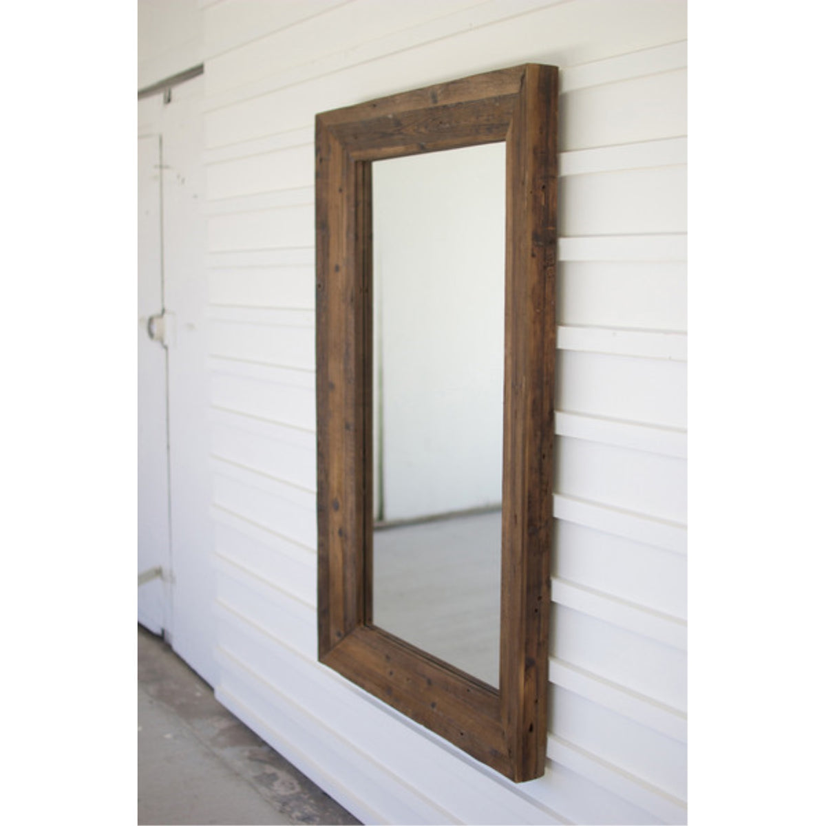 Recycled Rectangle Wood Framed Mirror