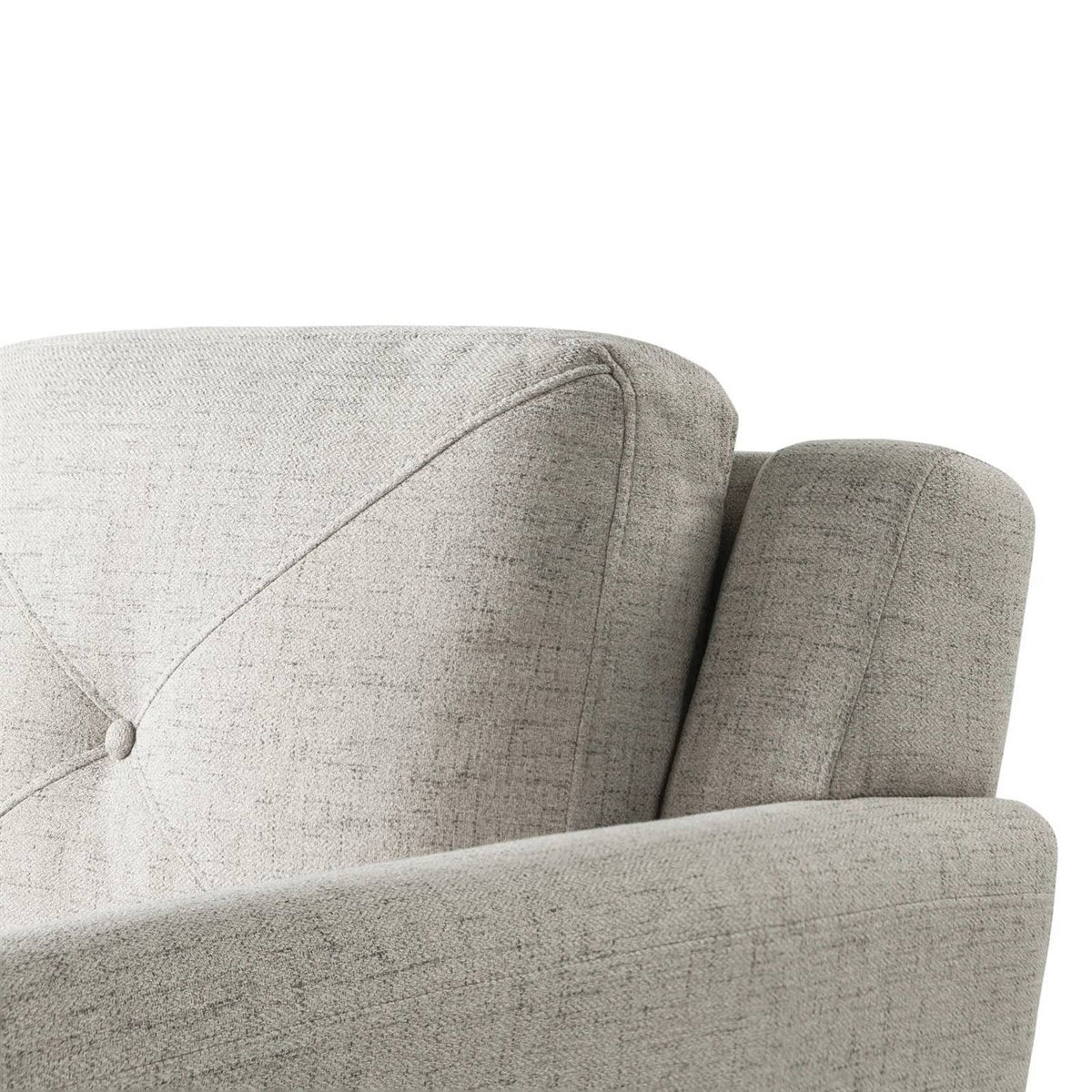 Cream Microfiber Upholstered Chair Armchair with Button Tufted Back Cushion