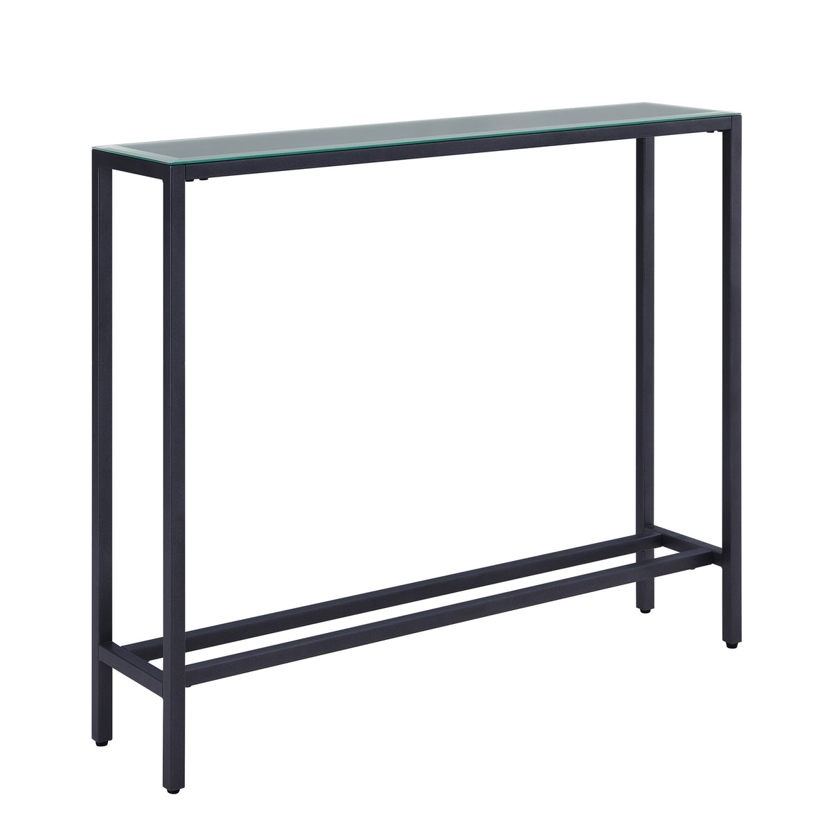 Darrin Narrow Mini Console Table With Mirrored Top  Gunmetal Gray