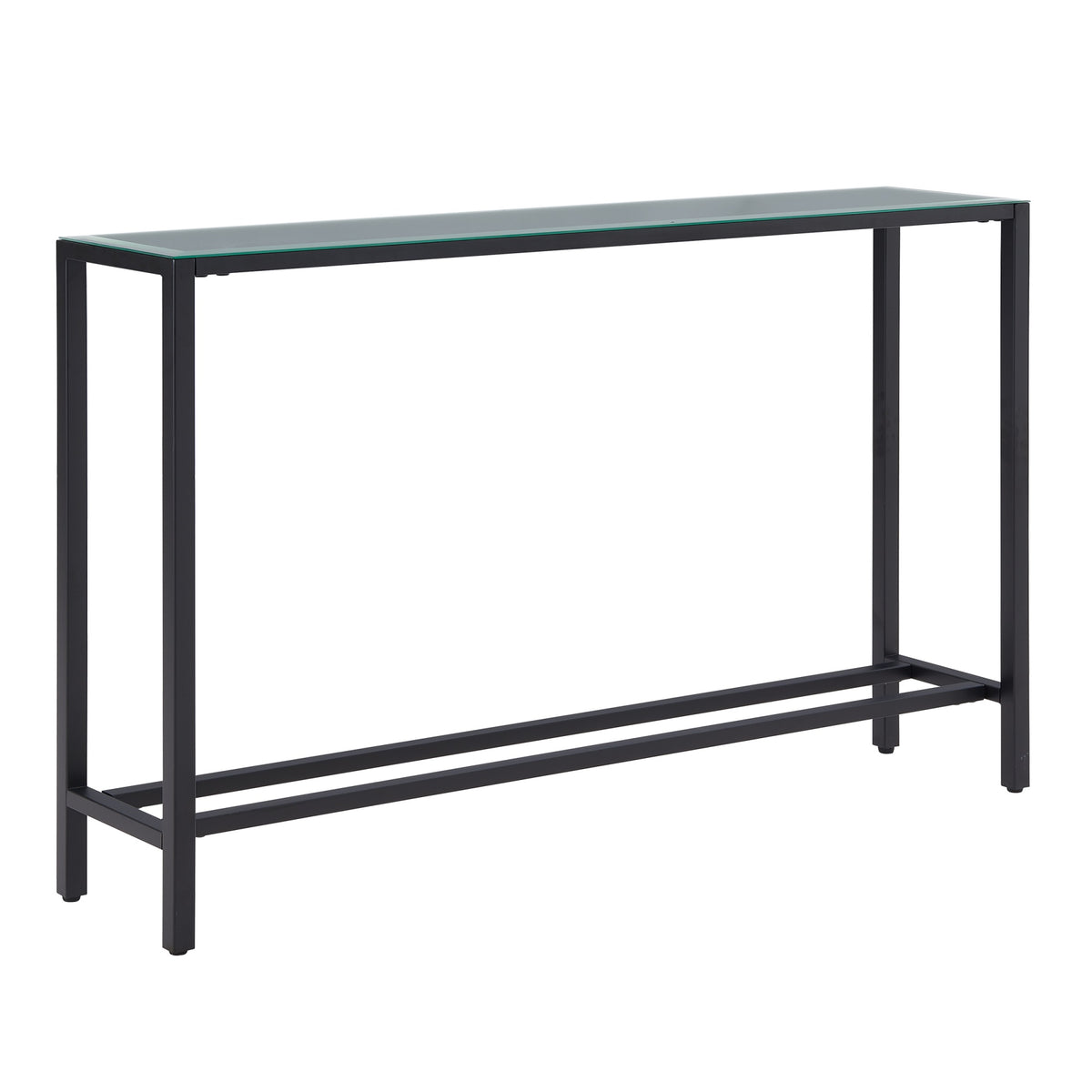 Darrin Narrow Long Console Table With Mirrored Top  Black
