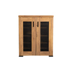 Coaster Furniture Metal Mesh Door Accent Cabinet Golden Oak and Gunmetal 951107
