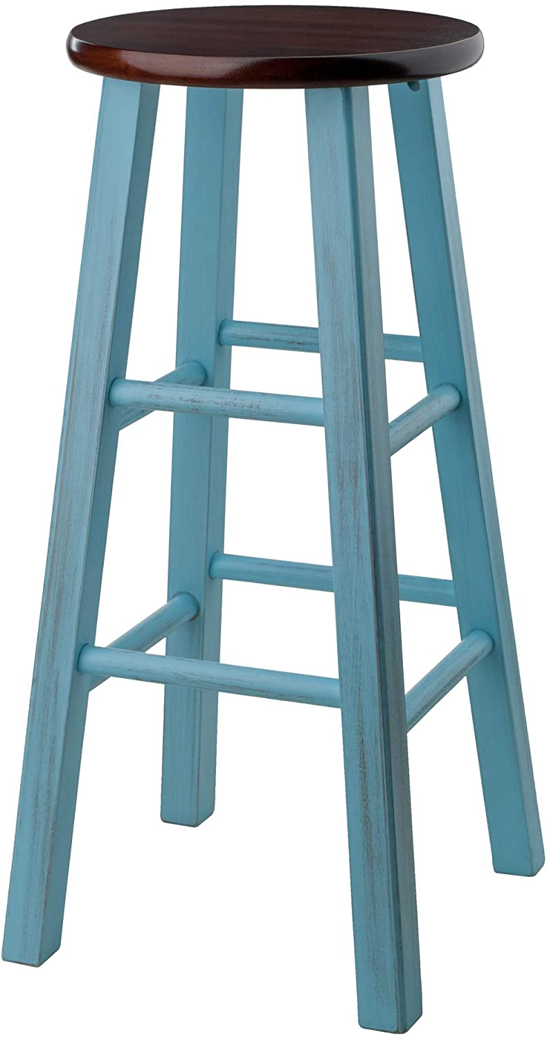 Winsome Wood Ivy 29 Inch  Bar Stool Walnut/Blue Collection(Pack Of 2)