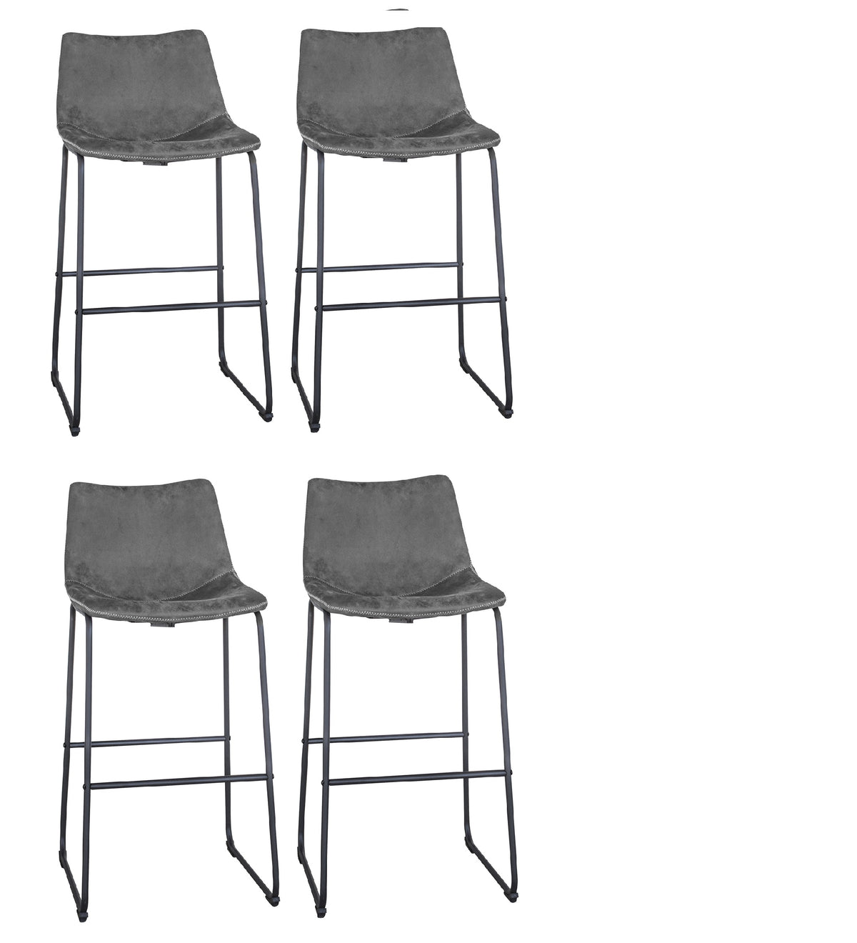 Amerihome Traditional Classic Faux Leather Bar Chair Set  Gray 2 Piece Per Set (Set Of 2)