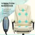 Cream 7 Mode Vibrating High Back Executive Massage Adjustable Office Chair