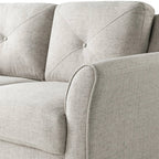 Modern Upholstered Loveseat Sofa in Cream Microfiber with Button Tufted Cushions
