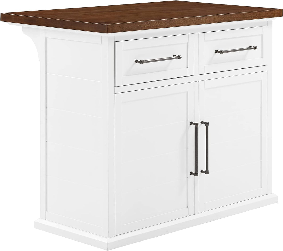 Captivating Contemporary Bartlett Kitchen Island: Solid Wood Countertop, Shiplap Accents, Cabinets, Drawers, Dining Space