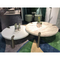 Mimeo Round Coffee Table, Matt White Top.