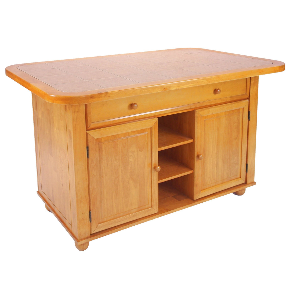 Sunset Trading Light Oak Kitchen Island | Terracotta Rose Tile Top