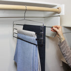 4-Tier Folding Pants Hanger with Non-Slip Padded Bars, Chrome Steel