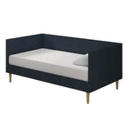 Twin Mid-Century Modern Dark Blue Linen Upholstered Daybed