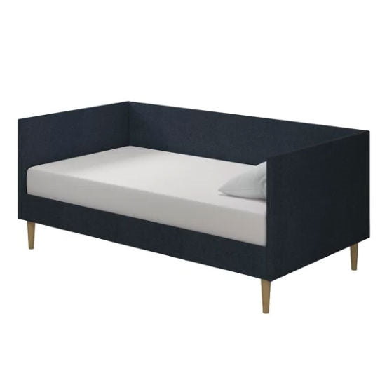 Twin Mid-Century Modern Dark Blue Linen Upholstered Daybed