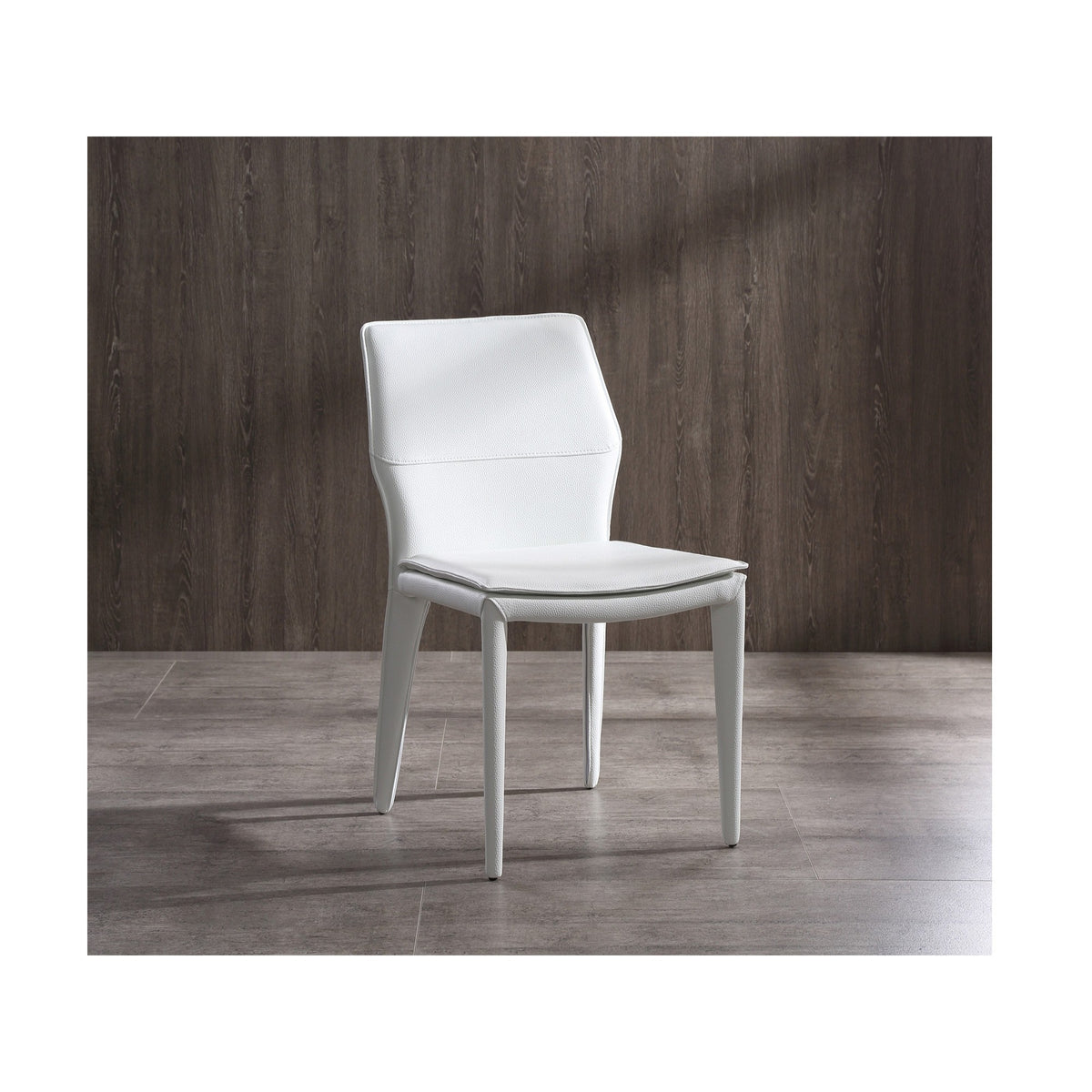 Miranda Dining Chair White Faux Leather, Steel Legs Fully Covered With White Faux Leather