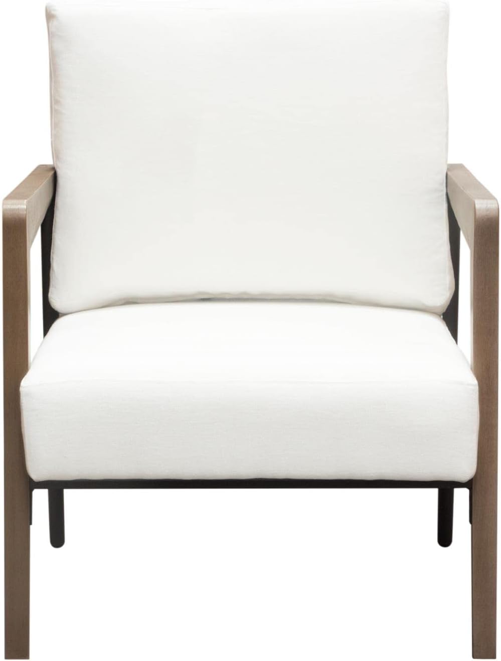 Blair Accent Chair In White Fabric With Curved Wood Leg Detail By Diamond Sofa
