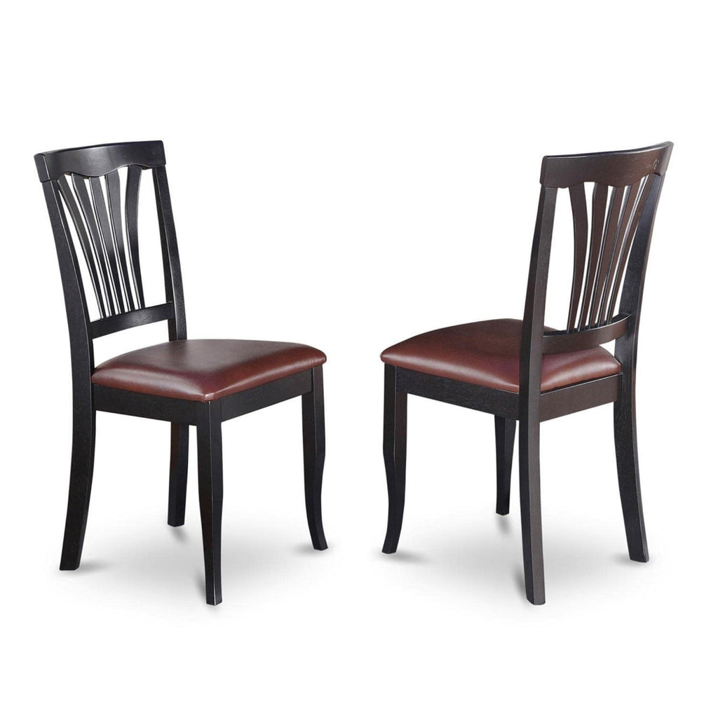 East West Furniture DLAV5-BCH-LC 5 Piece Dinette Set for 4 Includes a Round Dining Room Table with Dropleaf and 4 Faux Leather Kitchen Dining Chairs, 42x42 Inch, Black & Cherry
