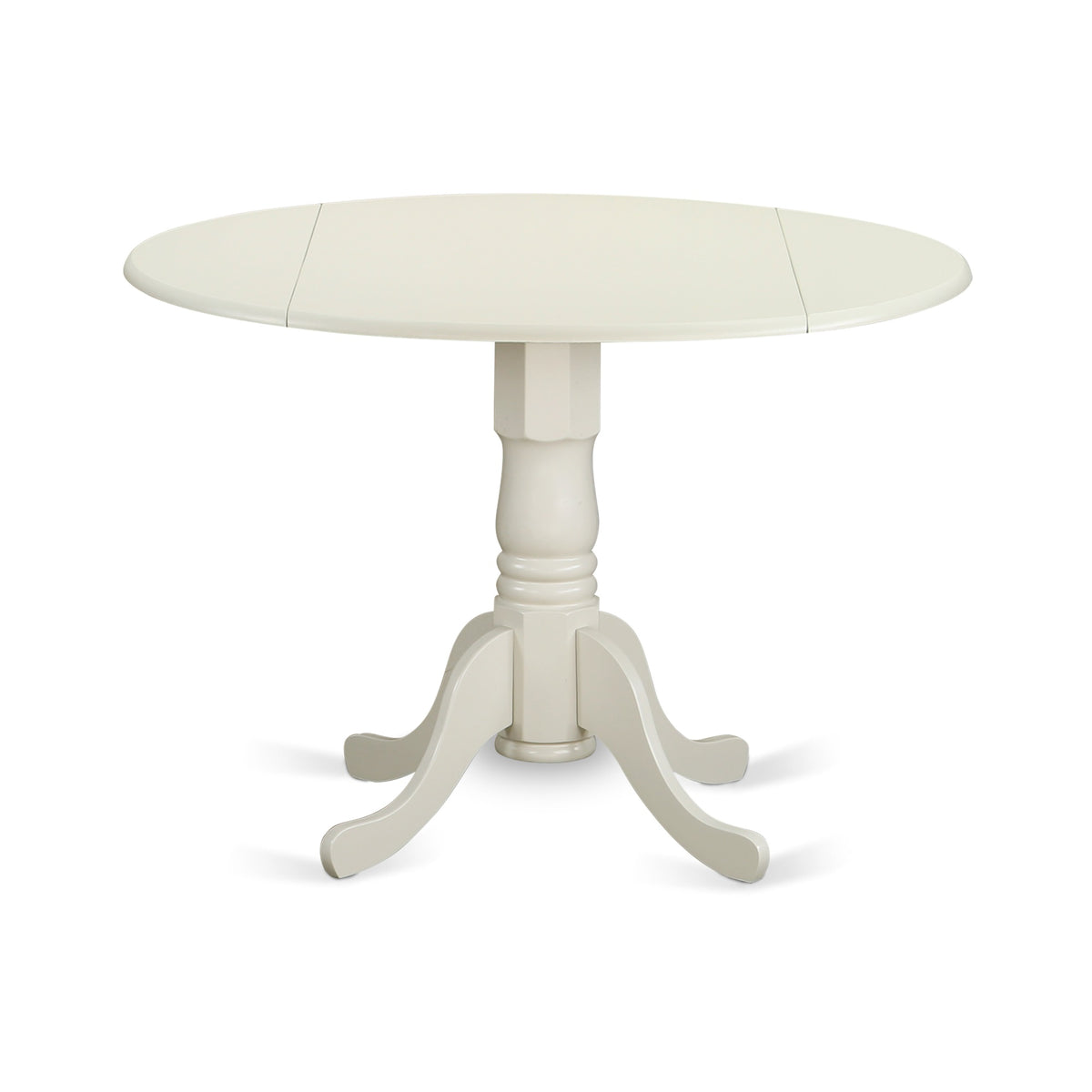 Dlen5Lwh06 5Pc Round 42 Inch  Kitchen Table With Two 9Inch Drop Leaves And Four Parson Chair With Linen White Leg And Linen Fabric