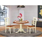 East West Furniture DLNI3-BMK-W 3 Piece Dining Room Furniture Set Contains a Round Kitchen Table with Dropleaf and 2 Dining Chairs, 42x42 Inch, Buttermilk & Cherry